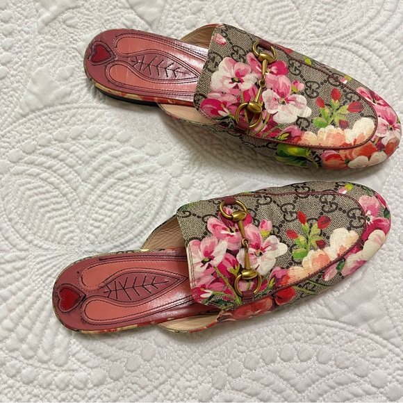 GUCCI Princetown Horsebit Mule Loafer Flat Bloom Pink GG Monogram Size 38 - Picture 4 of 11
